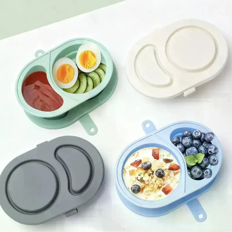 Silicone Snack Containers Lids Foldable Reusable Snackle Box Double Zpaxo