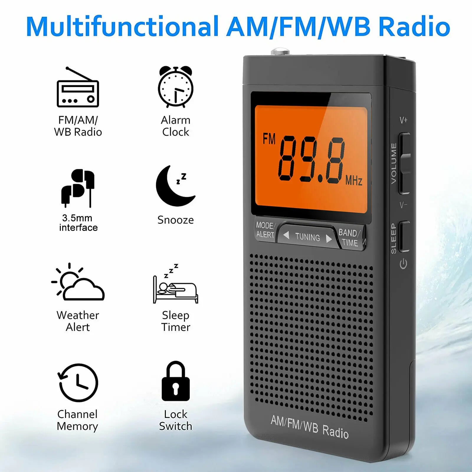 Portable Weather Radio FM AM NOAA Emergency Pocket Warning Alarm