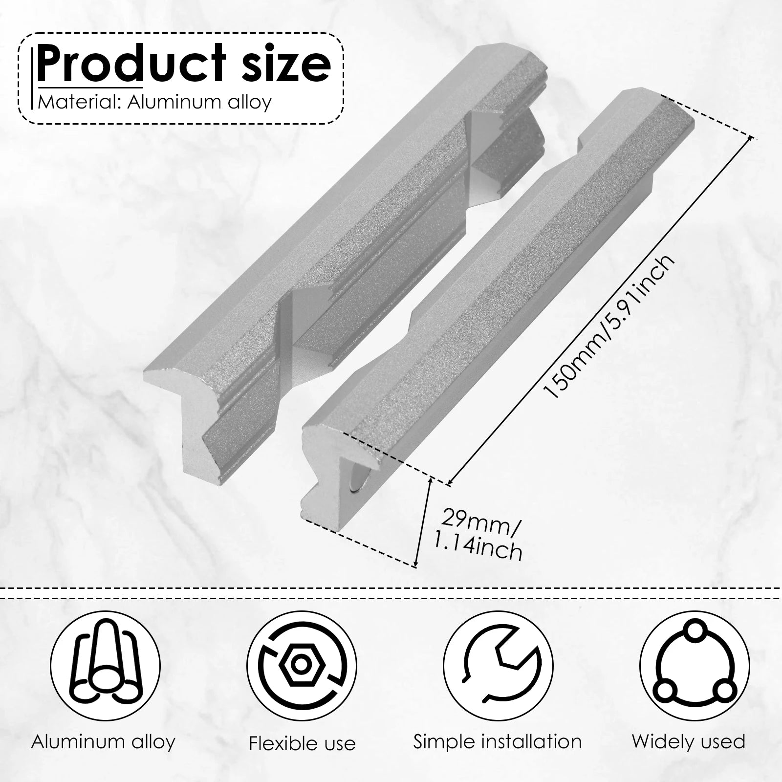 1Pair V Type Vise Jaws Aluminum Alloy Fixture Magnetic 6/4 inch Vice Jaws Multi-Purpose Protectors Cover for Plumbing DIY Making Zpaxo silver 6 inches
