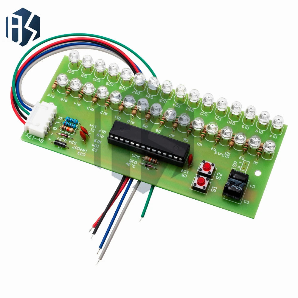 16-Segment MCU-Controlled VU Meter: Dual-Channel LED Audio Indicator – Adjustable Sensitivity, Green Backlight (8-12V) Zpaxo