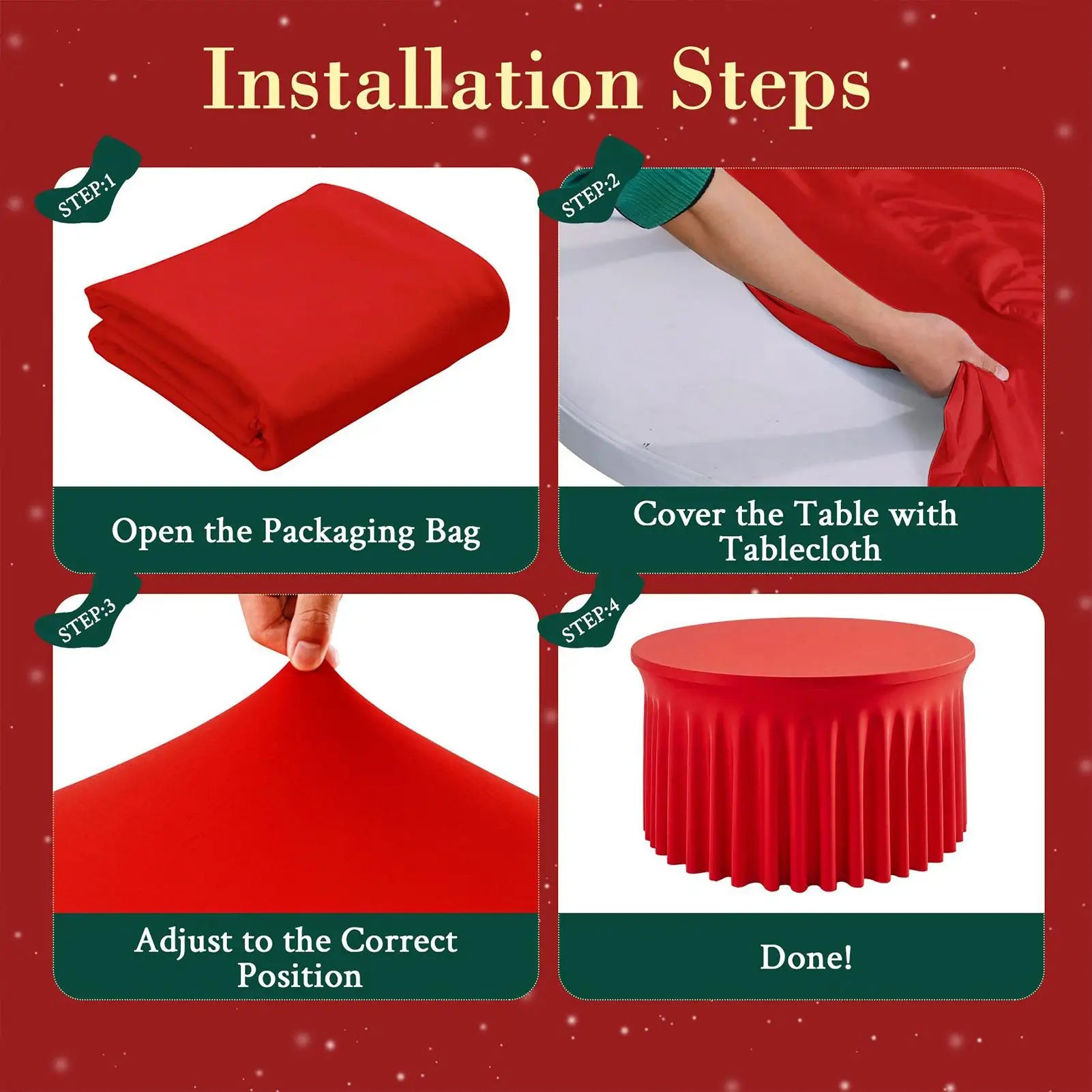 Table Cloth with Skirt 6ft/9ft Round Pleated Tablecloths Red Tableskirts Desk Cover Decorations for Christmas Baby Shower Zpaxo