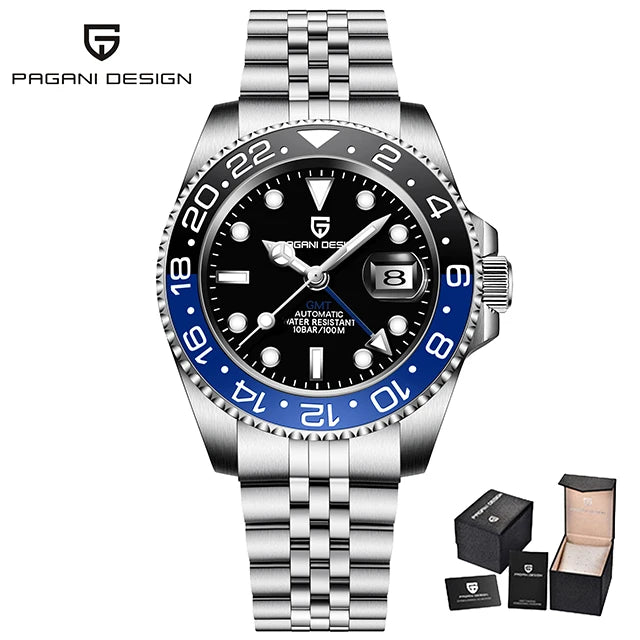 New GMT Watch PAGANI DESIGN 40mm Men Wristwatch Classic Luxury Mechanical Watches Top Brand 100M Waterproof Watches for Man 2026 Zpaxo Jubilee black blue United States