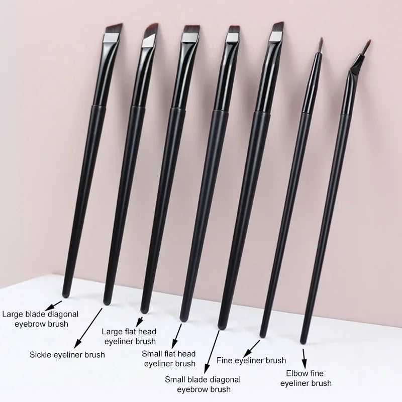 7pcs/set Upgrade Blade Eyeliner Brush Eyebrow Brush Ultra Fine Flat Eye Liner Brow Contour Makeup Detail Brushes Makeup Tools Zpaxo