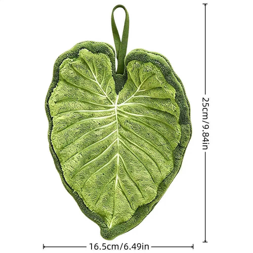 Leaves Hand Towel Bathroom Accessories Absorbent Kitchen Towel Soft Towel Hanging Towels Handkerchief Towels Home Wash Towels Zpaxo Green