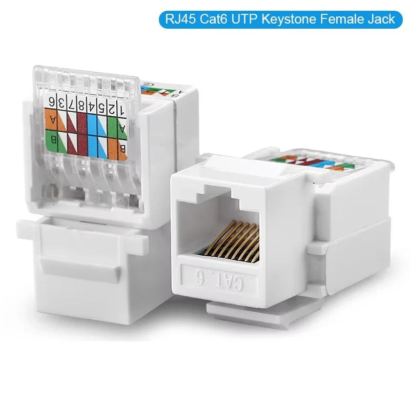 Cat6 Keystone Ethernet RJ45 Network Module Female Jack Network Punch Down Connector Wall Adapter Coupler CAT6 Cable Patch Panel Zpaxo