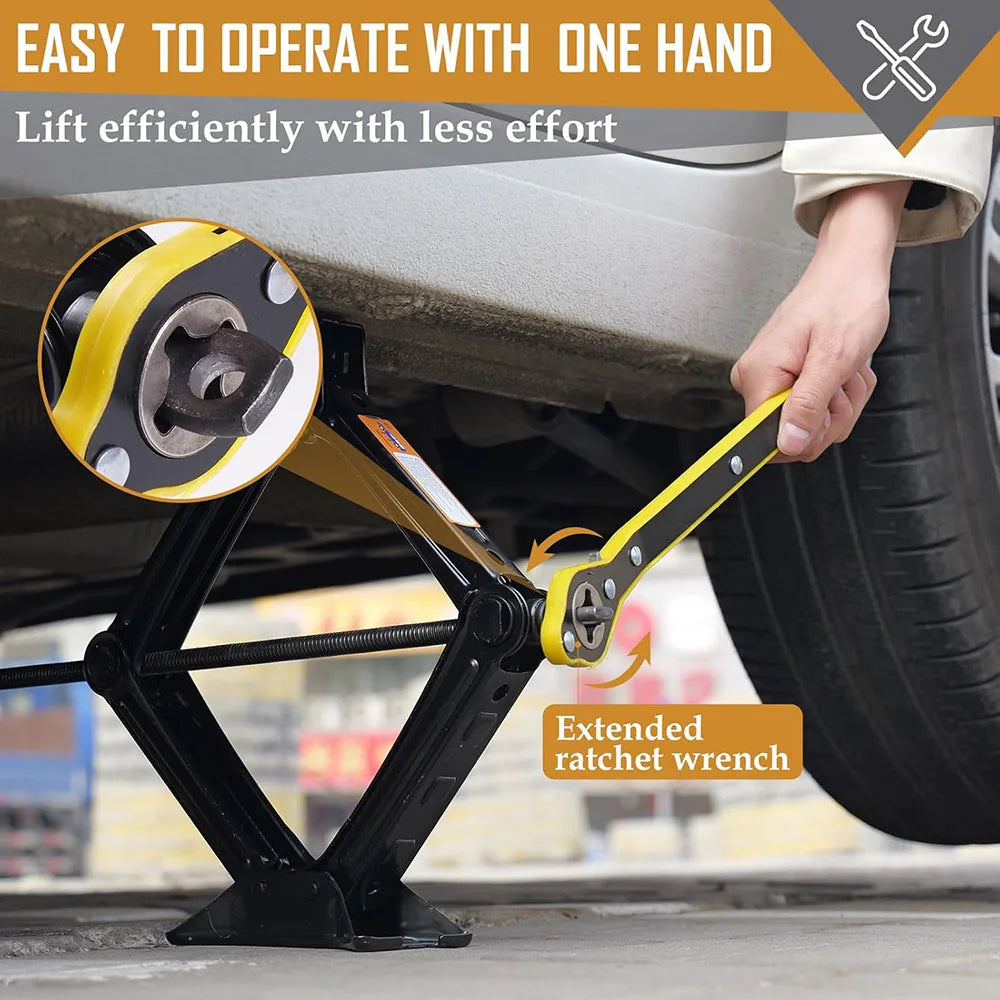 2T/3T Car Scissor Jack Auto Emergency Crank Lift Stand Labor-Saving Repair & Tire Replacement Tool with Wrench for SUV Vehicles Zpaxo