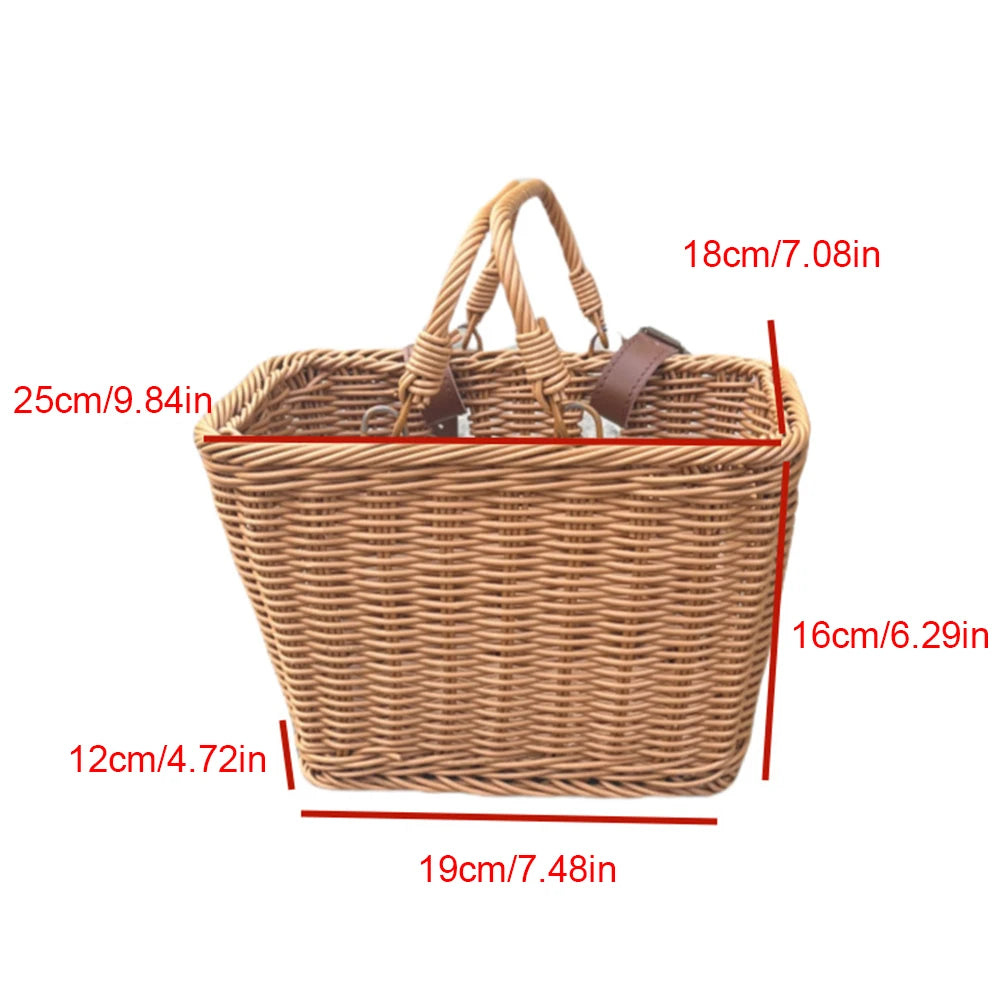 Bike Front Basket Handles Cute Square Bicycle Adjustable Leather
