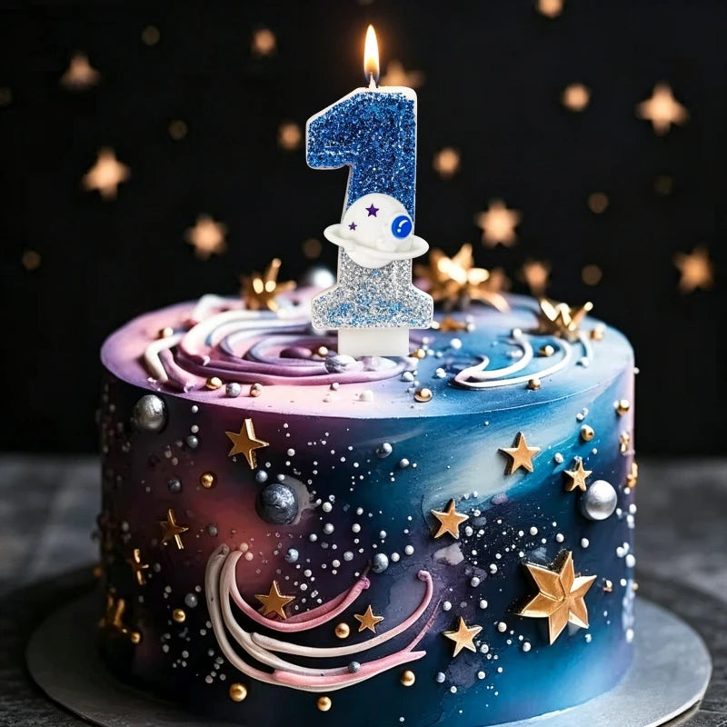 Space-themed Numbered Birthday Candles 0 9 Number Combinations