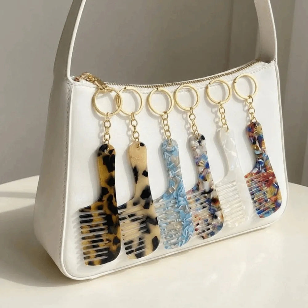 Cute Small Comb Keychain Portable Colorful Pocket Detangling Brush Zpaxo