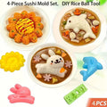 4-Piece Animal Sushi Mold Set – Rabbit & Dolphin Bento Maker