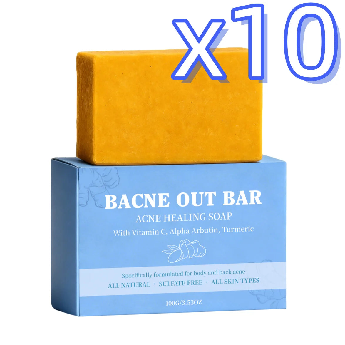 Turmeric Exfoliating Soap – Acne, Dark Spots & Deep Clean Exfoliating Soap Bar Zpaxo 100g Boxed x 10pcs