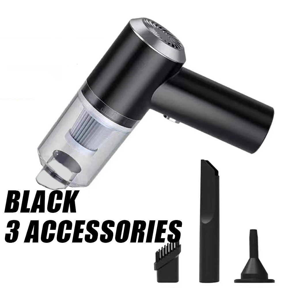 Mini Car Vacuum Cleaner Powerful Cleaning Machine Strong Suction Handheld High Power for Car Wireless Portable Home Appliance Zpaxo black