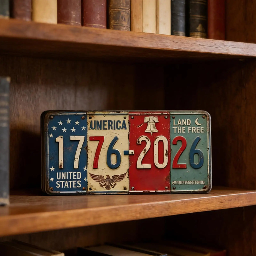 4th July License Plate 250 Years Commemorative Sign 1776-2026 Wall
