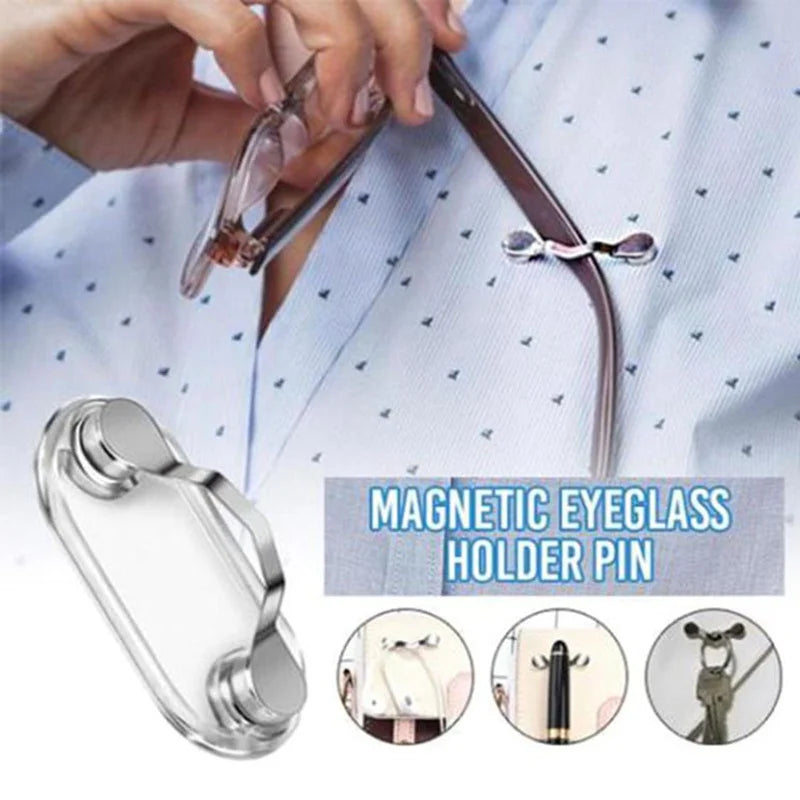Magnetic Hang Eyeglass Holder Pin Brooches Fashion Multi-function