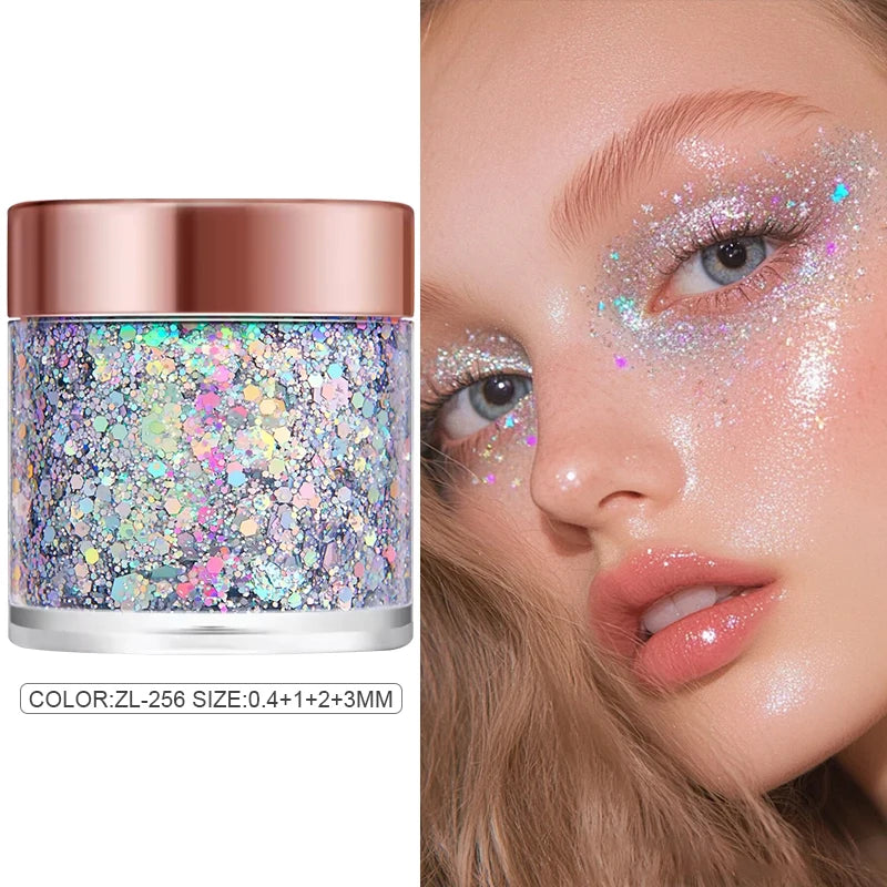 Chameleon Glitter Gel Sequins for Eye & Body Hair Makeup,Long-Lasting Shimmer Face Make Up Decorations for DIY Art & Parties Zpaxo