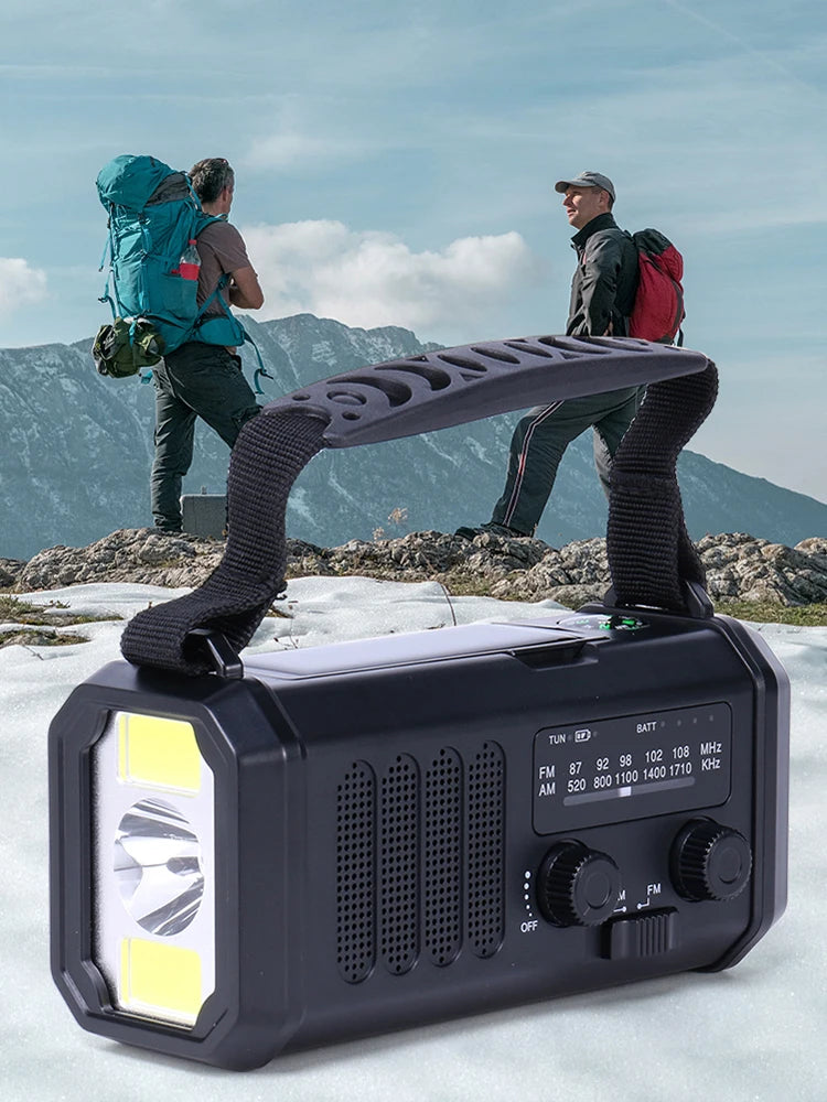 Solar Powered Emergency Power Bank LED Flashlight Type-c Charging