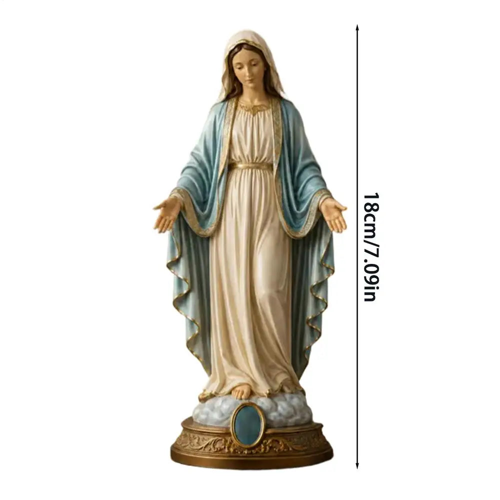 Resin Virgin Mary Collectible Figure Hand Painted Blessed Mother Catholic Religious Statue for Home Decor Zpaxo B