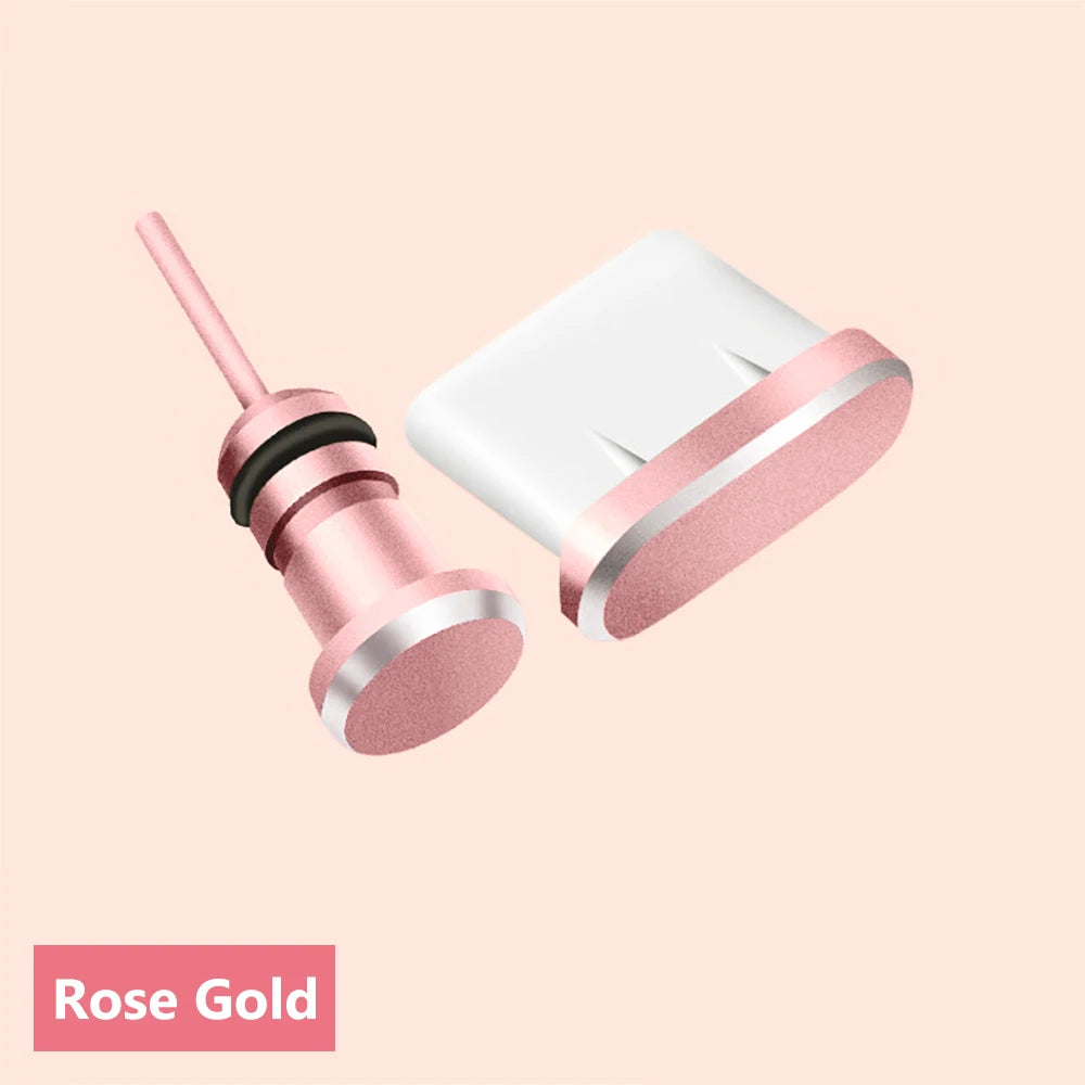 Type C Dust Plug Protects Charging Jack Opening SIM Card Pin Combo For Phone Charging Port Office Home Device Care Port Cover Zpaxo Rose Gold