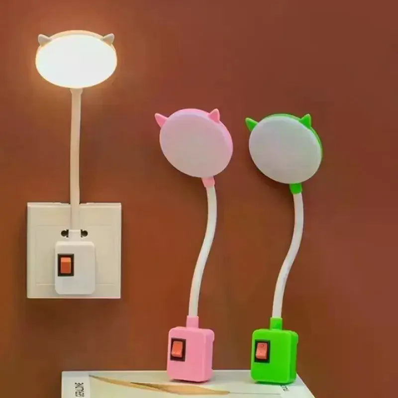 Desk Lamp LED Nightlight Plug Flexible Study Reading Lights Switch Zpaxo