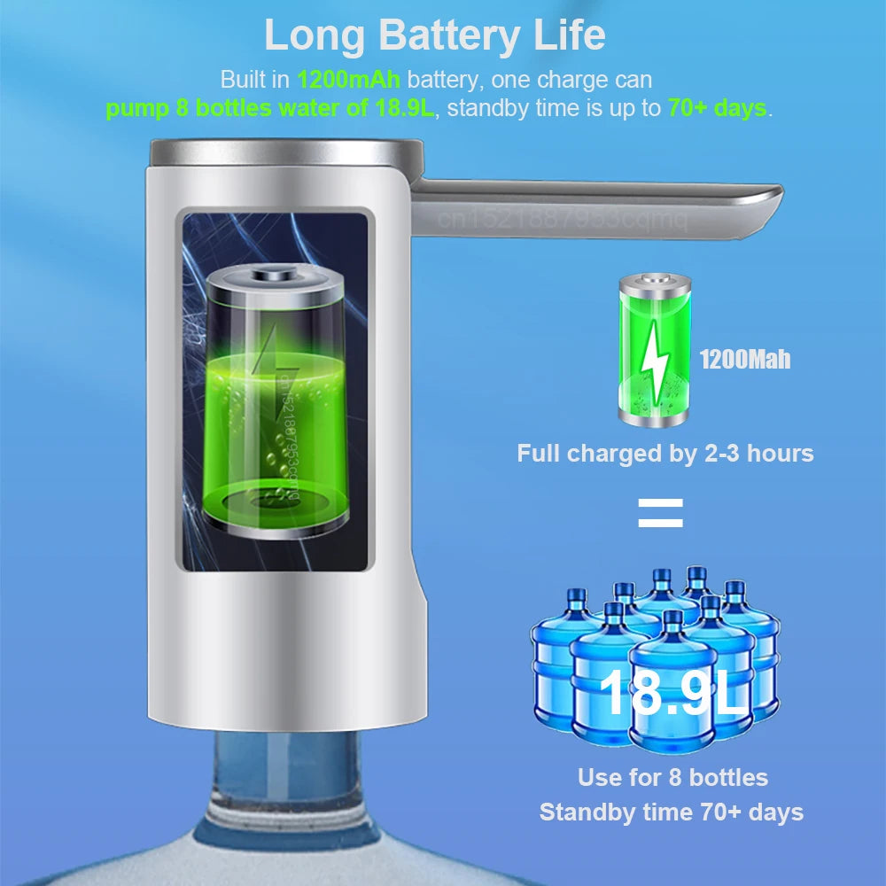 Electric Water Gallon Pump Automatic Smart 19 Liters Bottle Foldable