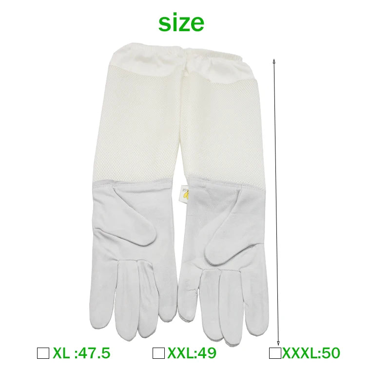1 Pair Beekeeping Gloves Sting Sheepskin Long Beekeepers Zpaxo WHITE S
