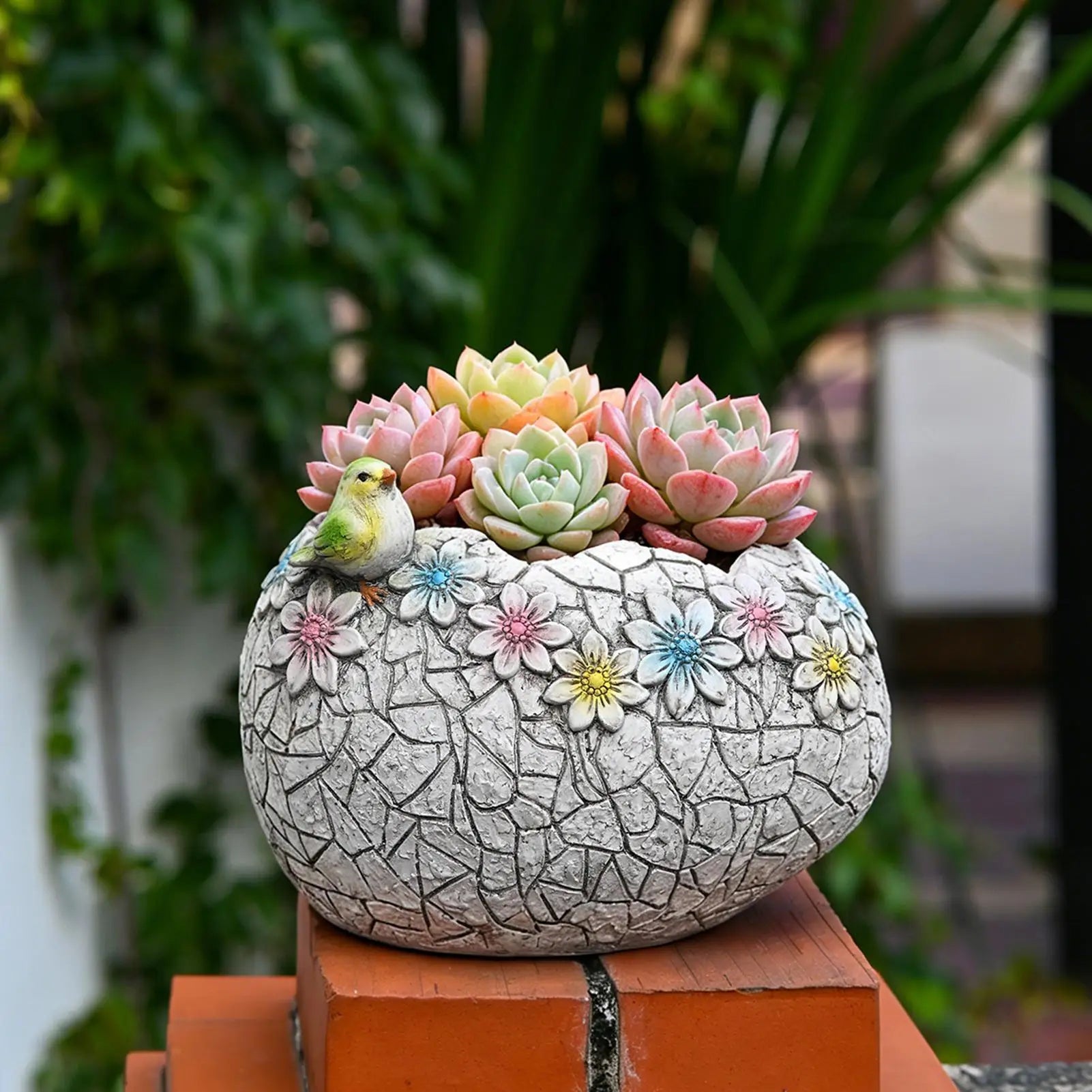 Resin Planters Outdoor Plants Cracked Egg Shell Funny Patio Flower