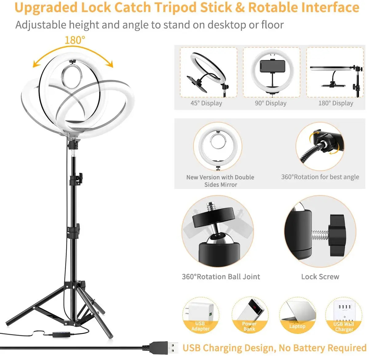 LED Selfie Ring Lamp Photographic Lighting USB Remote Fill Light
