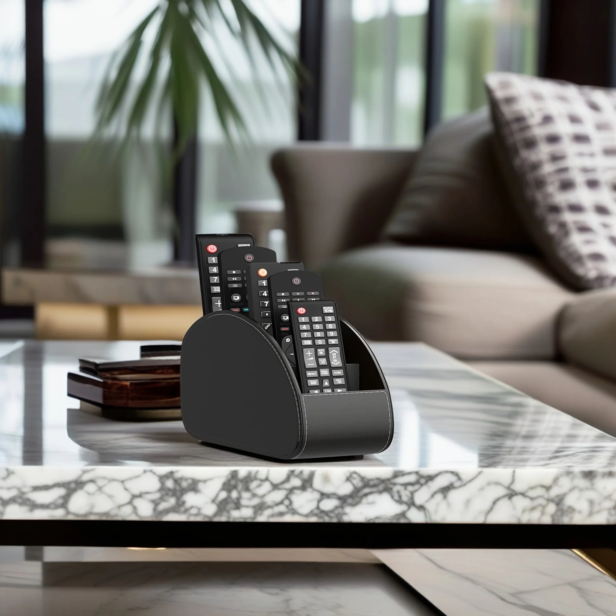 Remote Control Holder 5-Compartment Storage Box Organizer TV Pens Zpaxo