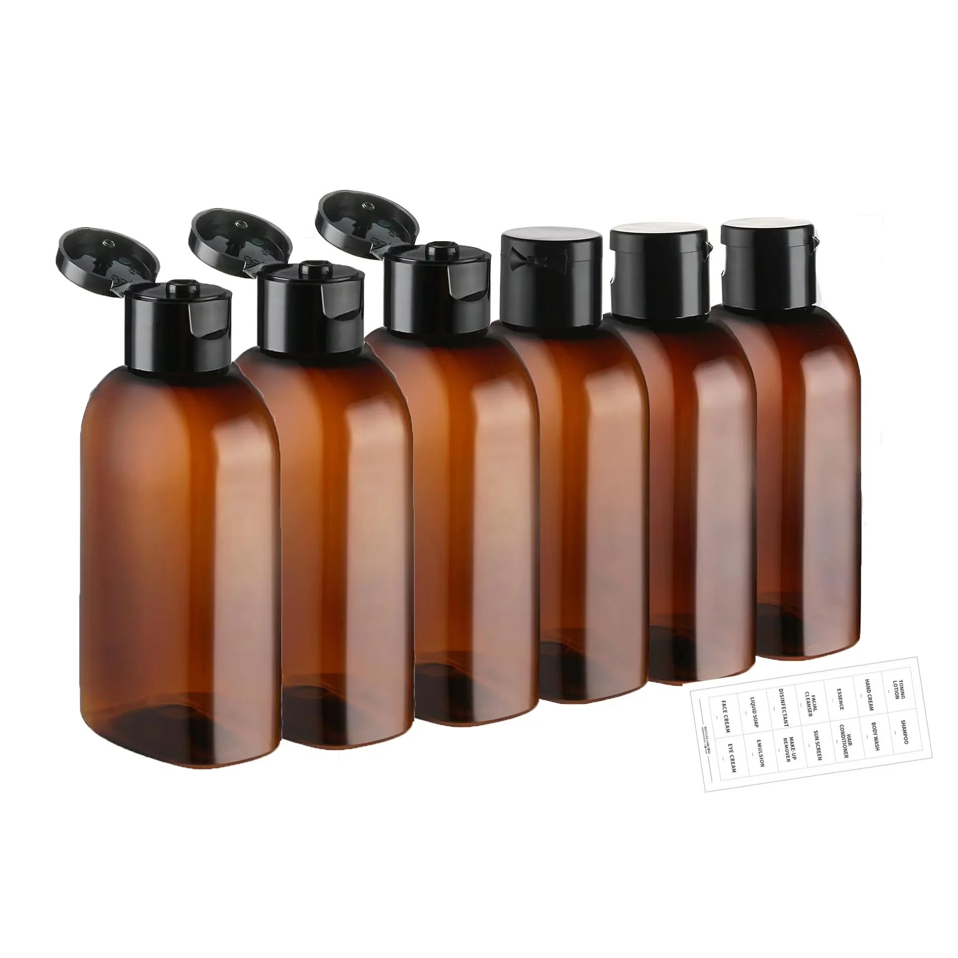 Travel Bottles Label Storage Bag Brown Transparent Plastic Bottle
