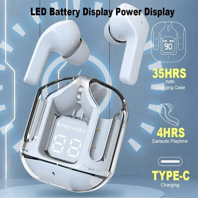 Wireless Earphones Transparent Charging Box Design Touch Control