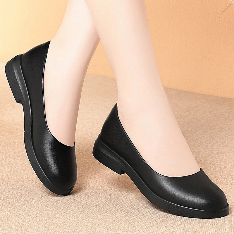 Low Heel Round Toe Work Shoes Black Single Professional Formal Zpaxo