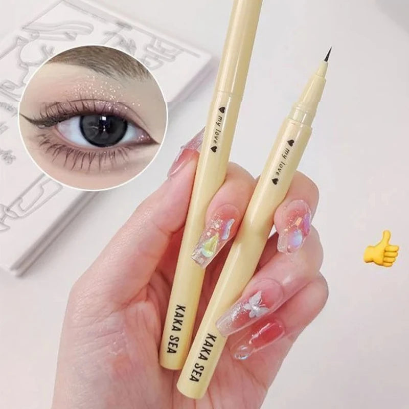 Yellow Tube Liquid Eyeliner Pen Quick Dry Smooth Lasting Waterproof
