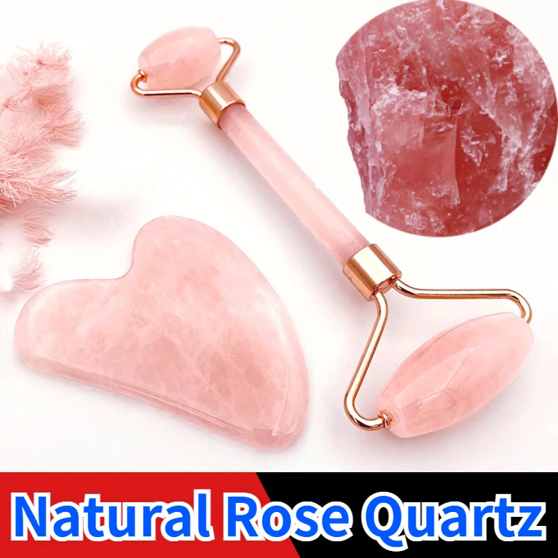 Natural Rose Jade Gua Sha Gouache Scraper Massager Face Body Facial