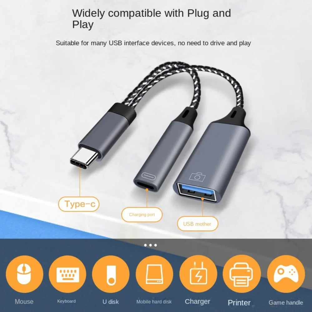 C 1 Type-c USB Adapter 3 0 Y Splitter OTG Cable Phone Converter Data Zpaxo