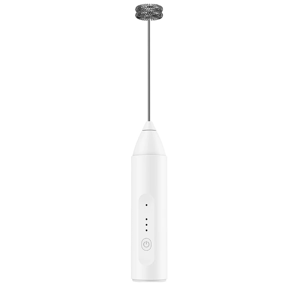 Milk Frother Electric Foamer Mini Coffee Whisk Mixer Rechargeable Zpaxo WHITE