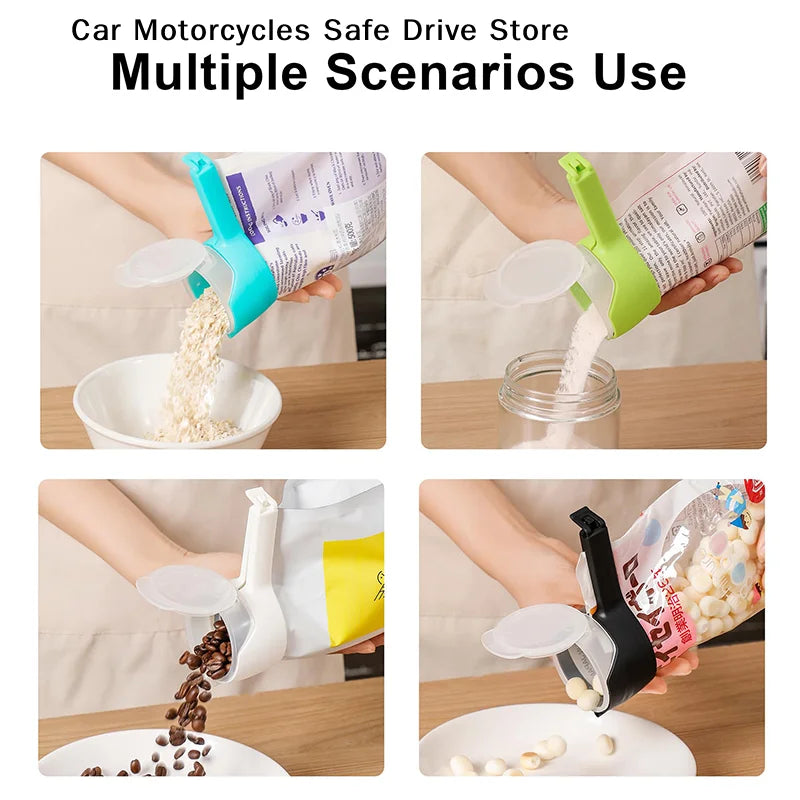 CM4Pcs Food Bag Clips Pour Spout Durable Plastic Sealing Snacks