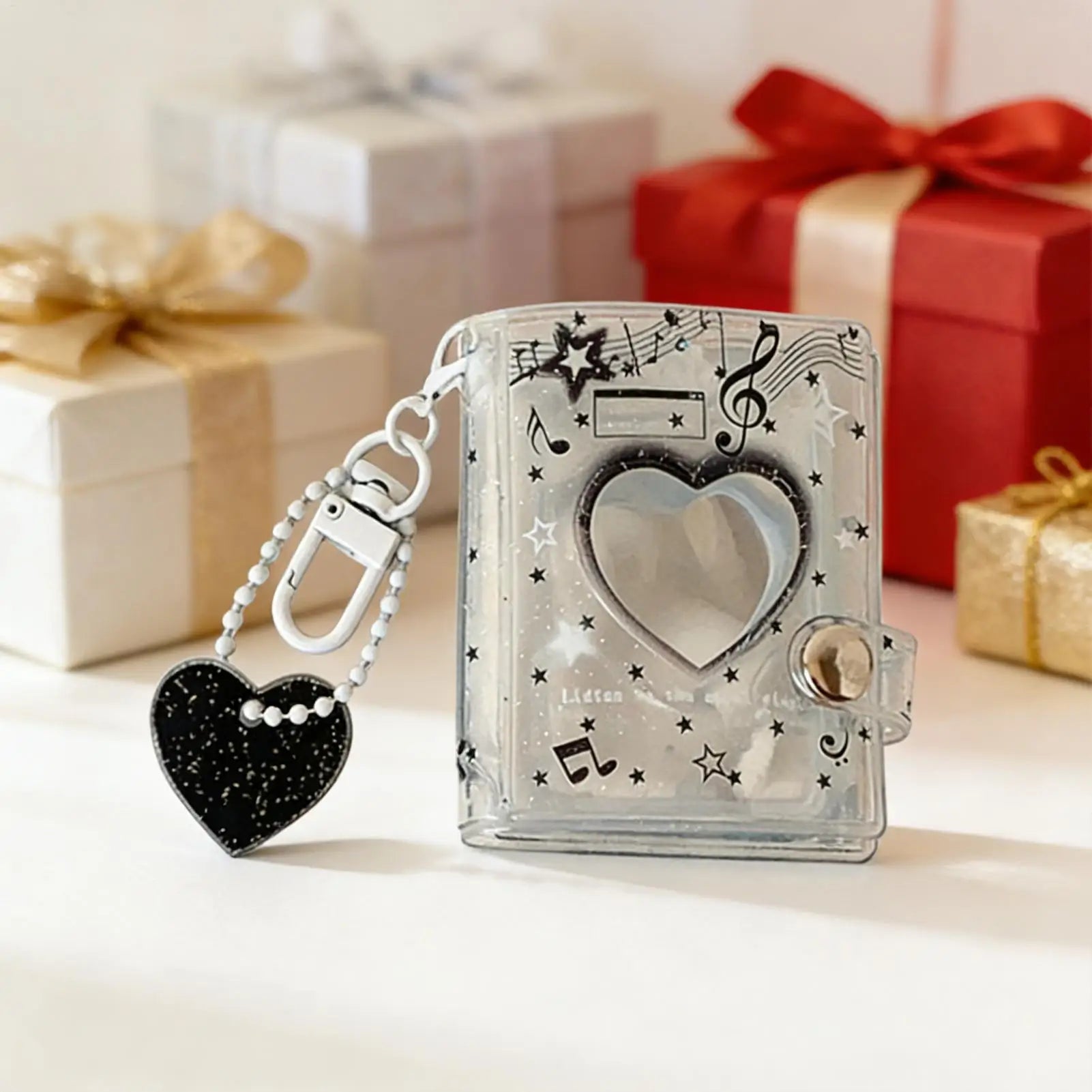 Photo Keychain Heart Shaped Handmade Picture Insert Key Ring Holder