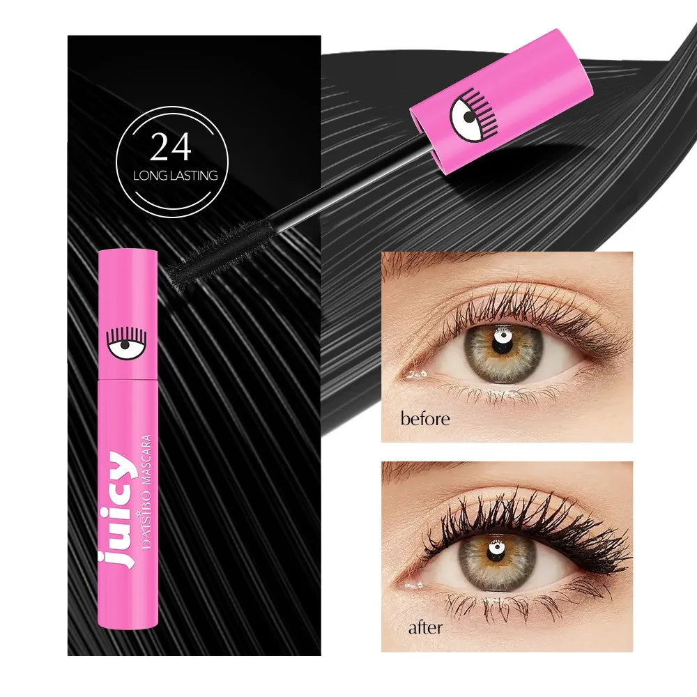5D False Lash Effect Mascara Ultra Black Waterproof & Sweatproof Curling Fiber Non-caking Extension Forked Brush Head Cosmetics Zpaxo