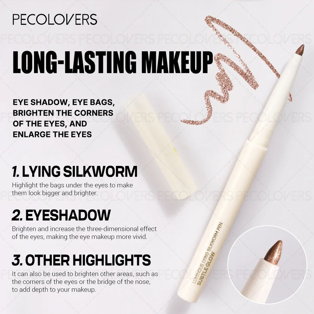1PC Long-Lasting Waterproof & Highlighting Eyeshadow Stick - Matte & Shimmer Finish, Smooth Glittery White Eyeliner Pencil Zpaxo