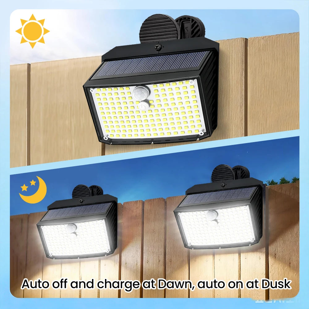 208LED Clip On Solar Wall Lights Outdoor Motion Sensor 3 Lighting Modes IP65 Waterproof Solar Railing Lights For Fence Railing Zpaxo