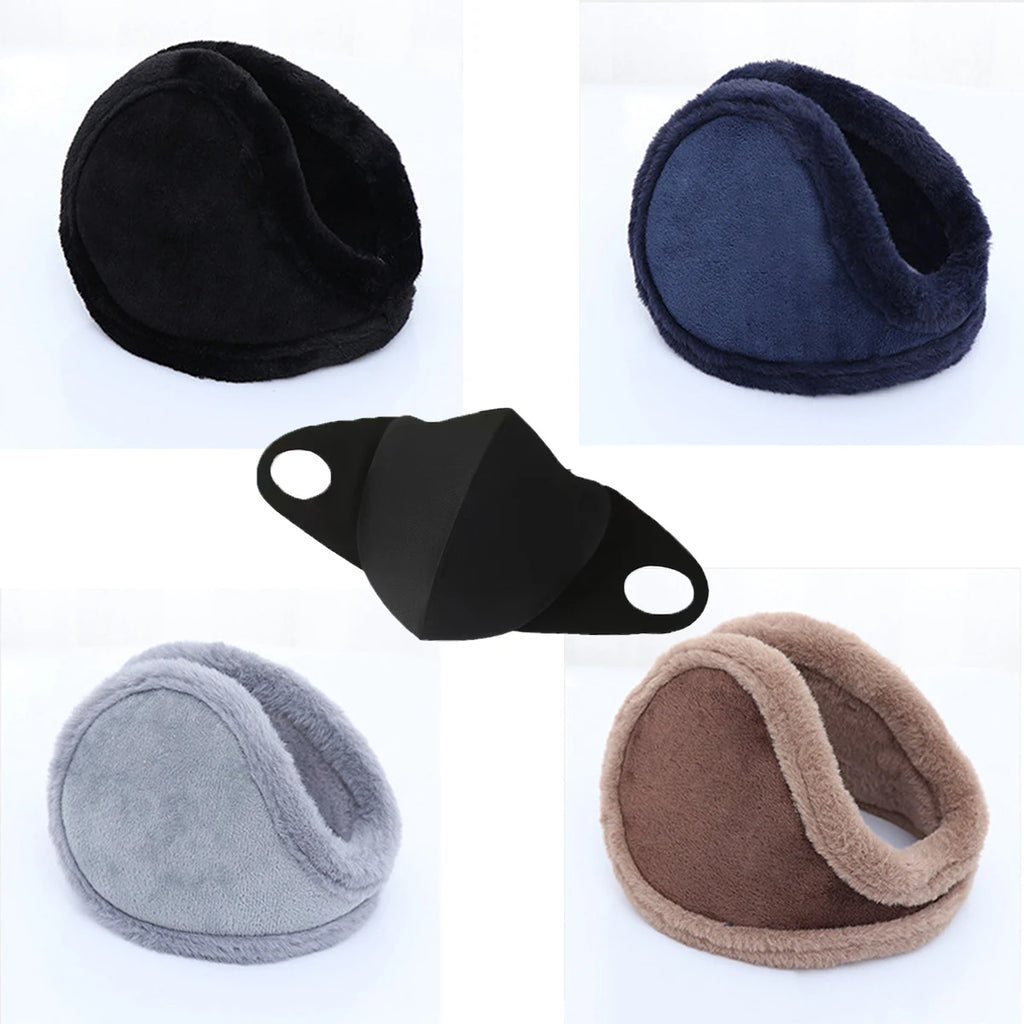Pearl Faux Fur Ear Muffs & Mask Set – Unisex Winter Warmth