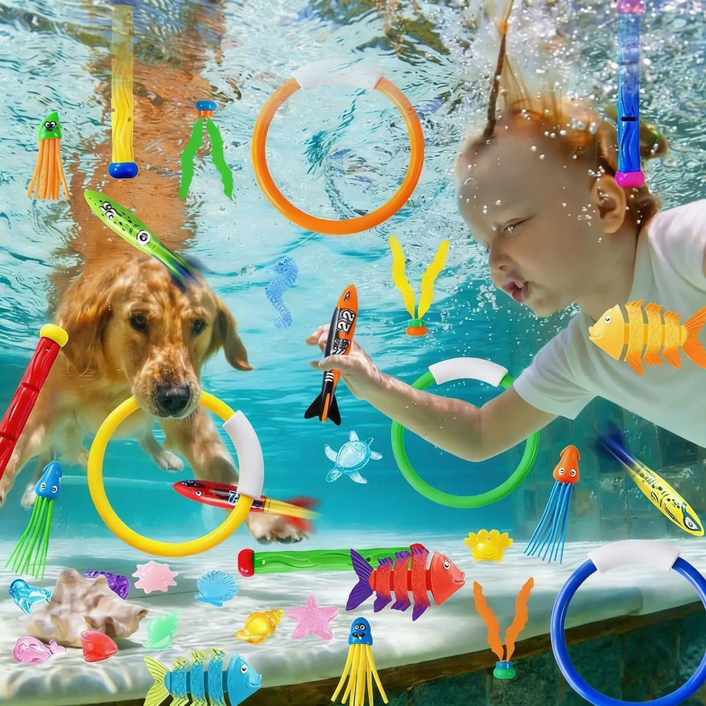 Pool Dive Toys Rings Fun Floating Water Games 35-Piece Summer Zpaxo