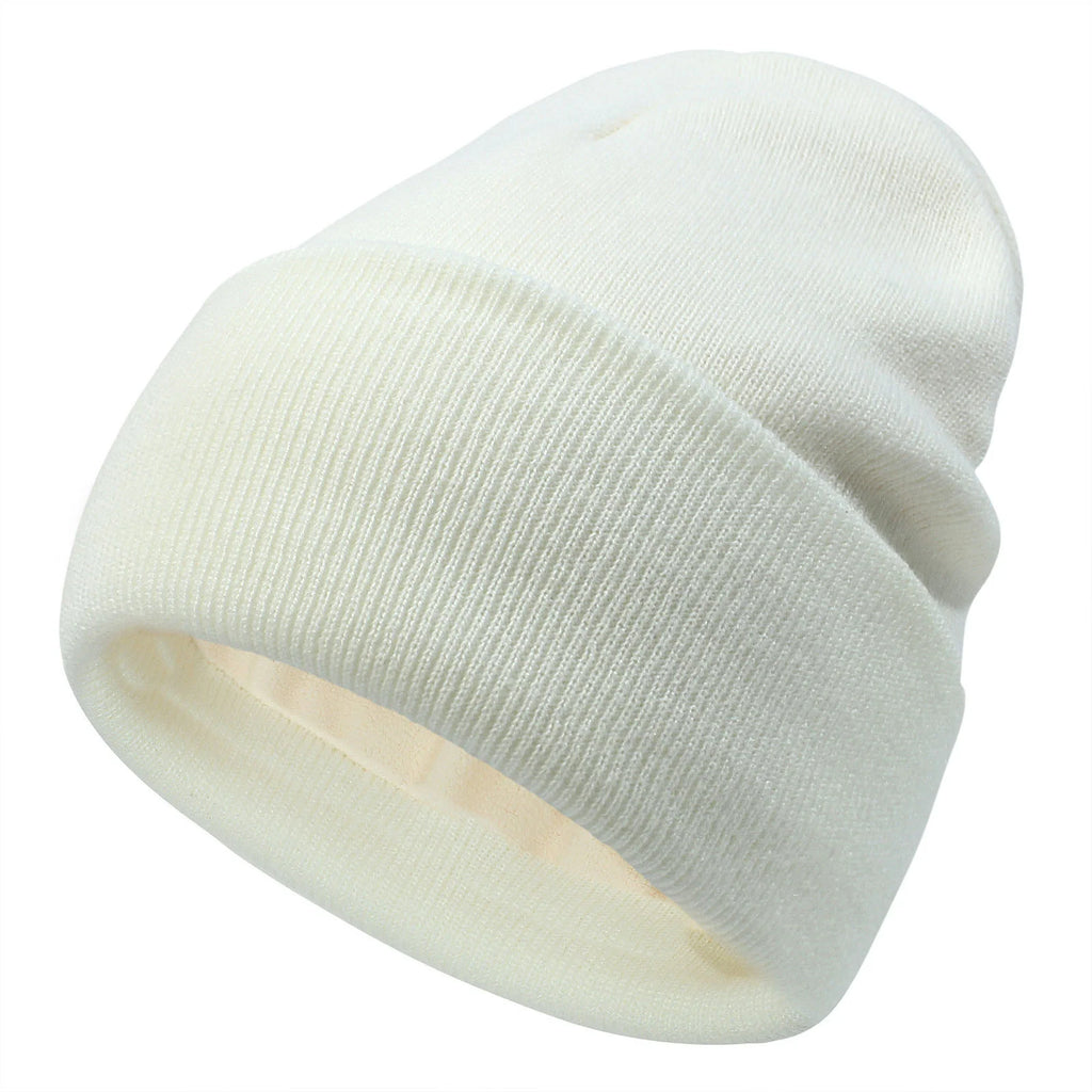 Women's Fleece-Lined Double-Layer Knit Beanie Winter Hat