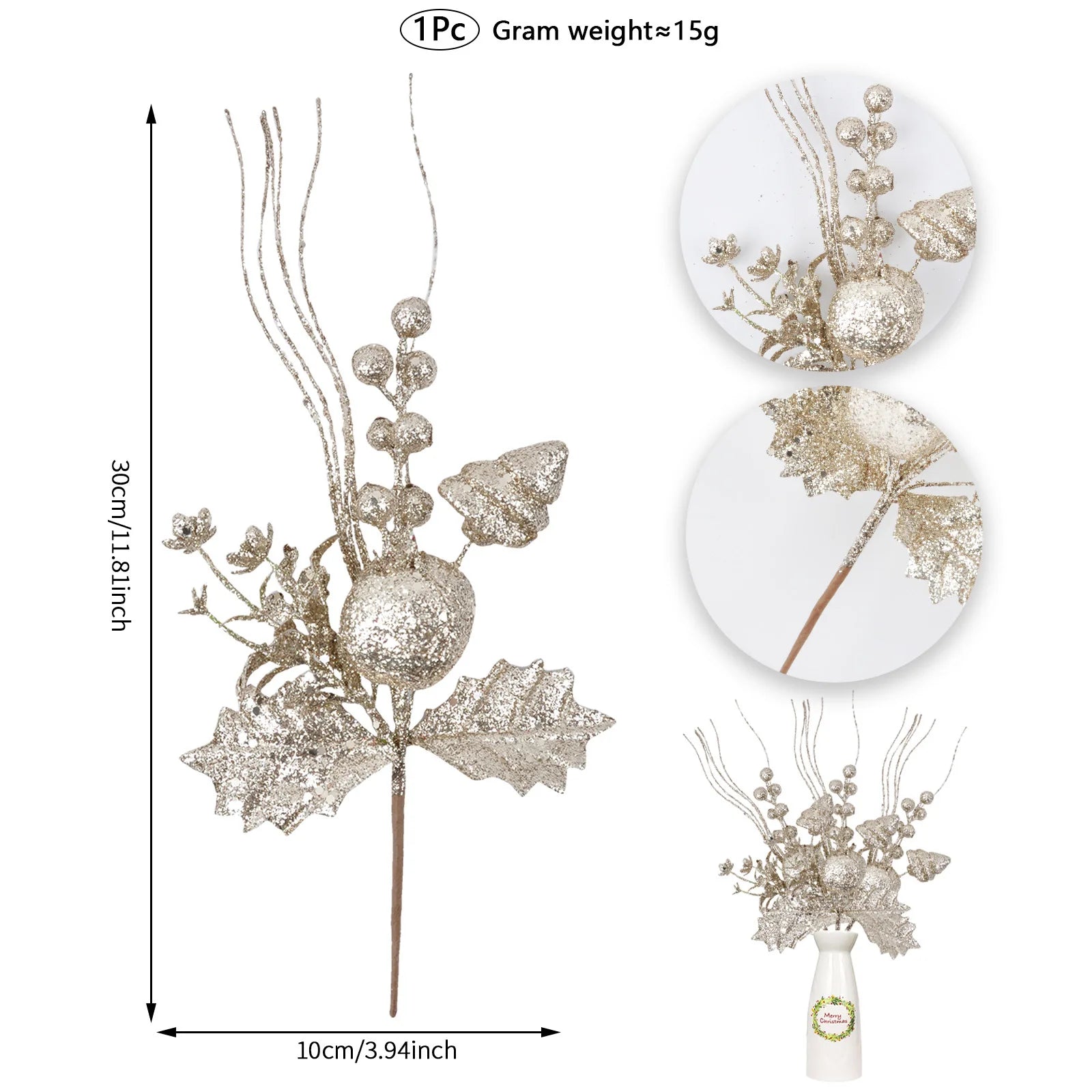 Sparkling Christmas Tree Branch Picks – Holiday Ornaments Christmas Tree Pick Zpaxo