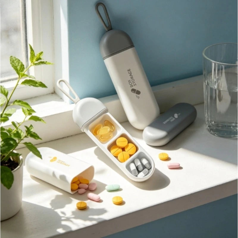 Mini Portable Small Pill Box Carry-on Three Compartment Organizer