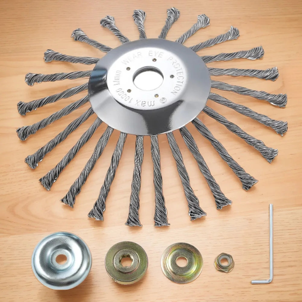 Wire Brush Trimmer Head Universal Garden Weeding Removal Rust Adapter