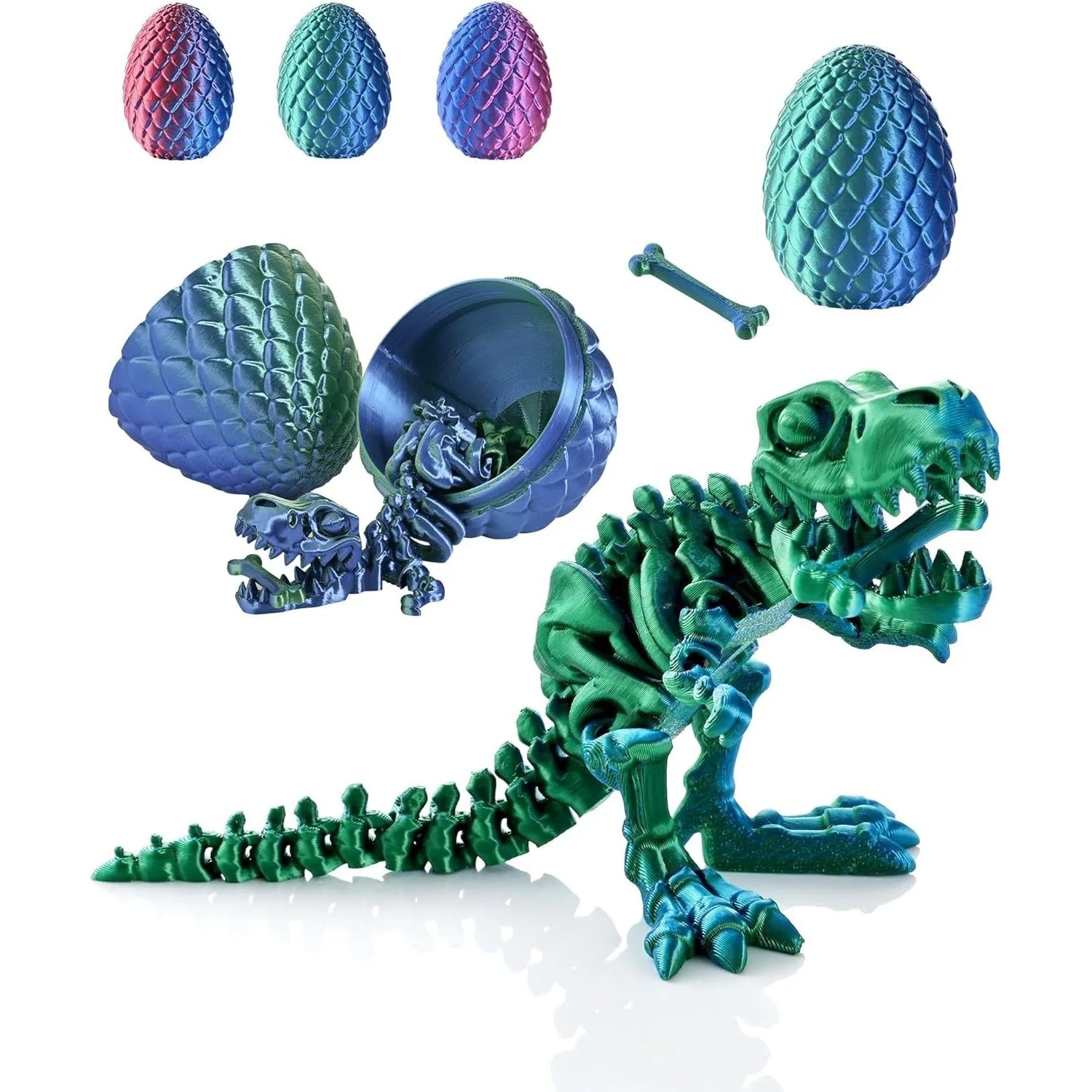 3D Printed Dinosaurwith Egg T-rex Stress Relief Figurines Fidget