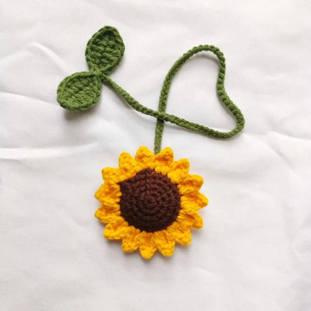 Multipurpose Car Handmade Crochet Sunflower Accessories Toy Brown Zpaxo dark brown