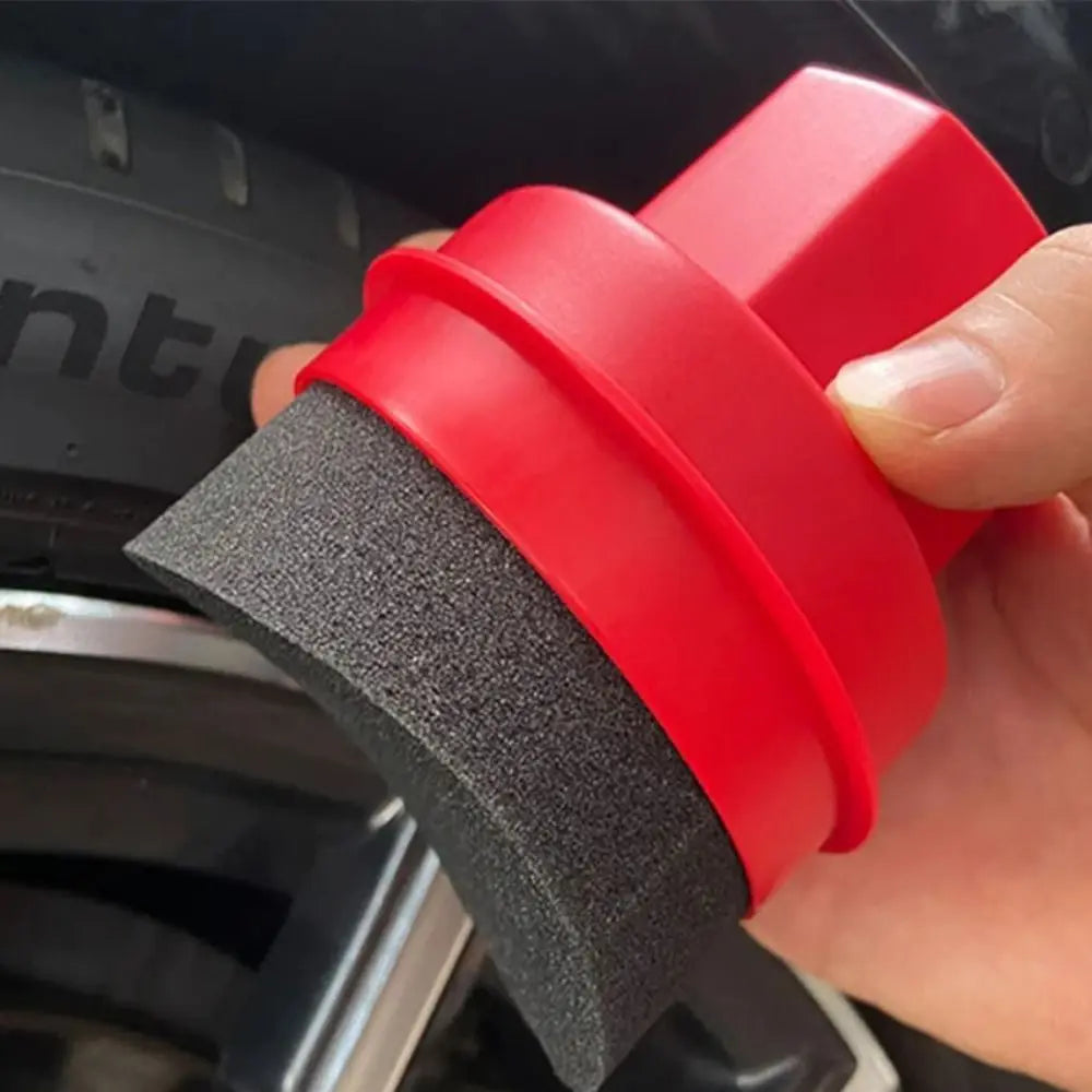 With Lid Car Tire Waxing Sponge Curved Shaped Easy Waxing Car Wax Applicator Pad Anti-slip Handle Reusable Tire Cleaning Tools Zpaxo