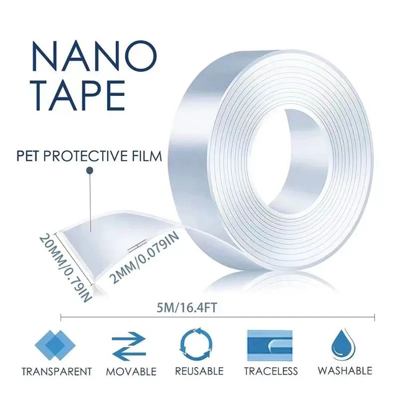 Versatile Reusable Double-Sided Waterproof Adhesive Tape - Strong Hold, Easy to Remove, Perfect for Kitchen & Bathroom Surfaces Zpaxo